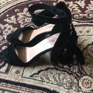 Gently worn tassel block heels